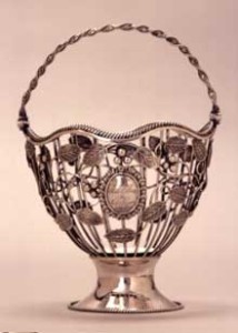Silver basket presented to Charleston's Congregation Beth Elohim in 1841. Private collection.